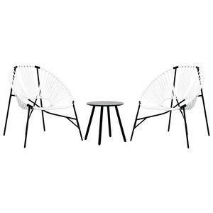 vidaXL Garden Chair Set 3 pcs Black and White Poly Rattan