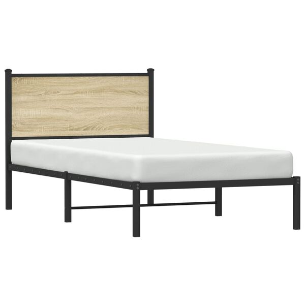 vidaXL Metal Bed Frame without Mattress Sonoma Oak 100x200 cm