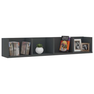 vidaXL CD Wall Shelf Grey 100x18x18 cm Engineered Wood