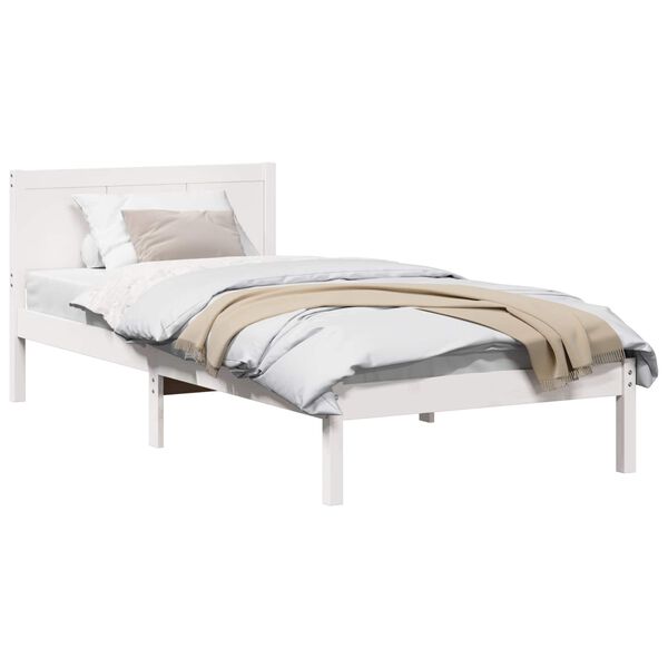 vidaXL Bed Frame White 90 x 190 cm Solid Pine wood
