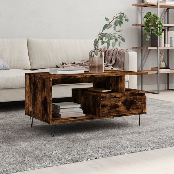 vidaXL Coffee Table Smoked Oak 90x49x45 cm Engineered Wood