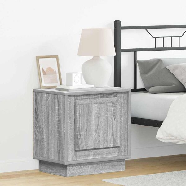 vidaXL Bedside Cabinet Grey 44 x 34.5 x 45 cm Engineered Wood