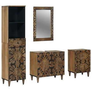 vidaXL Bathroom Furniture Set 4 pcs Brown Solid Mango Wood