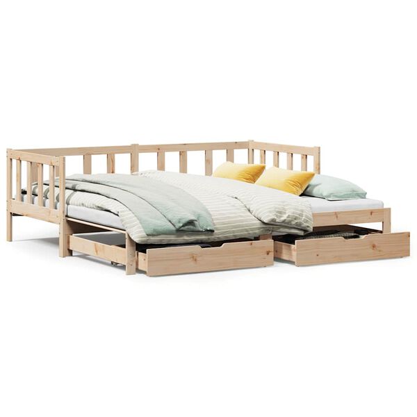 vidaXL Daybed with Trundle and Drawers without Mattress 90x190 cm Single