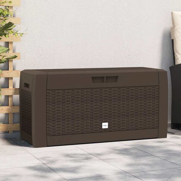 vidaXL Garden Storage Box Brown 119x48x60 cm PP