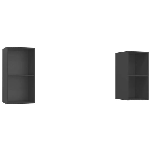 vidaXL Wall-mounted TV Cabinets 2 pcs Grey Engineered Wood