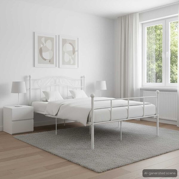vidaXL Bed Frame without Mattress White Metal 140x200 cm