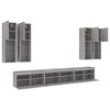 vidaXL 7 Piece TV Wall Cabinet Set with LED Lights Grey Sonoma