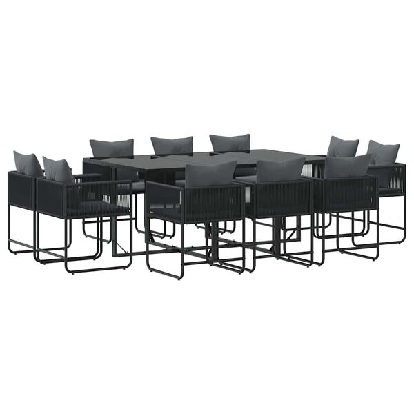 vidaXL Garden Dining Set 11 pcs Black Steel