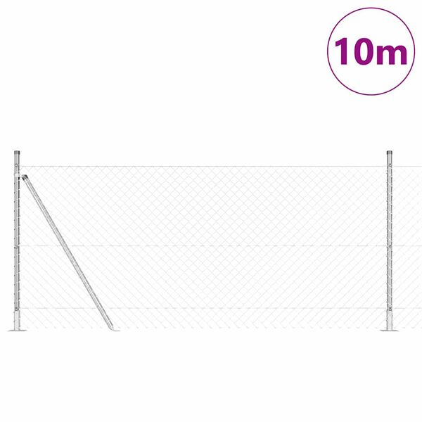 vidaXL Fence Post Silver 10 x 0.8 m (40 x 40 mm mesh) Steel