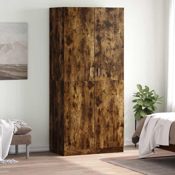 vidaXL Wardrobe Smoked Oak 90x50x200 cm Engineered Wood