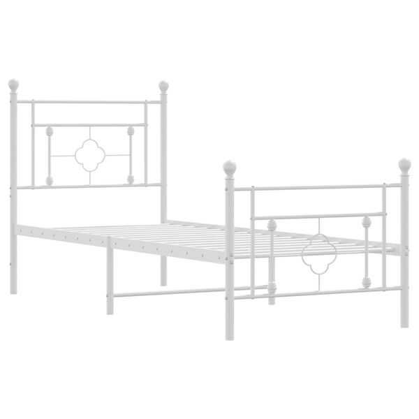 vidaXL Metal Bed Frame without Mattress with Footboard White 75x190cm