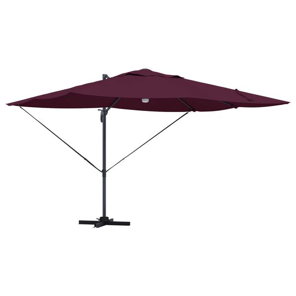 vidaXL Umbrella with LED Strip Lights Bordeaux Red 351 x 250 x 253 cm