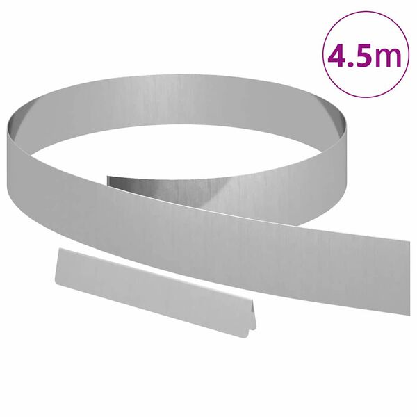 vidaXL Lawn Edging Silver 450 x 0.05 x 10 cm Galvanised Steel