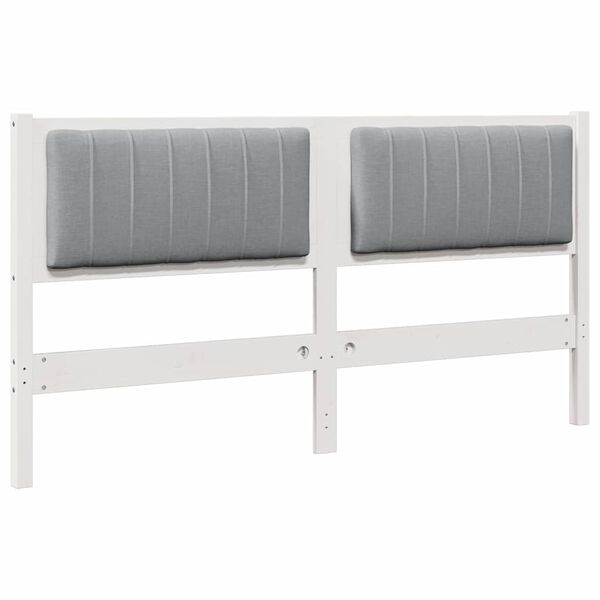vidaXL Upholstered Headboard White 160 cm Solid Pine Wood