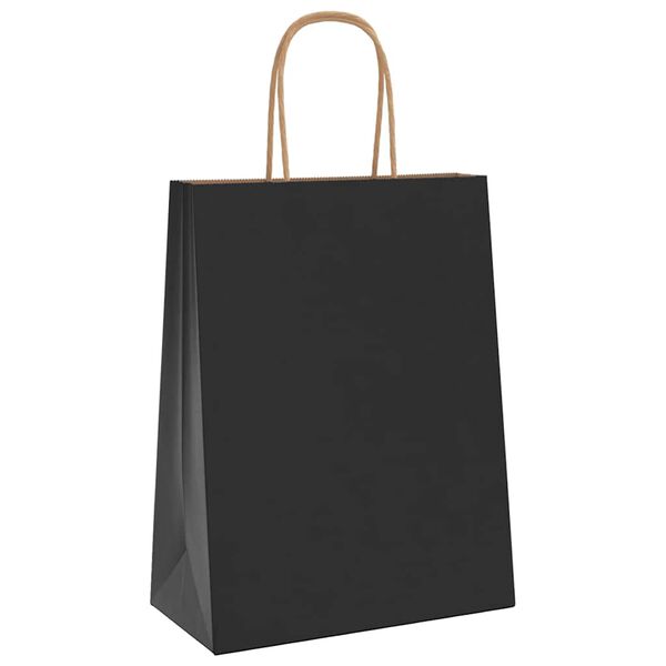vidaXL Paper Bags 50 pcs with Handles Black 21x11x28 cm