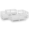 vidaXL 8 Piece Garden Lounge Set White Solid Pinewood