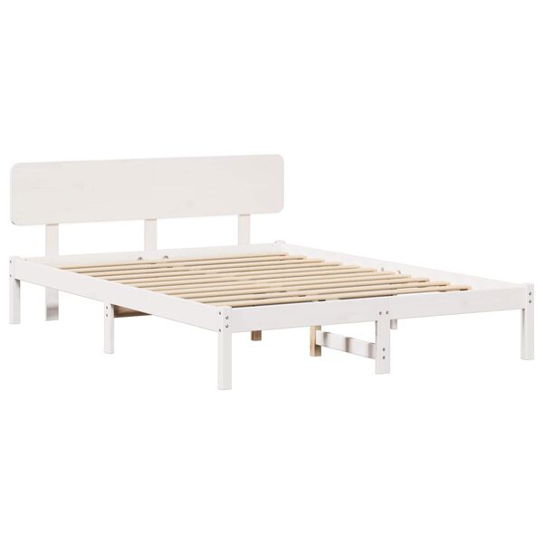 vidaXL Bed Frame with Headboard White 150 x 200 cm Solid Pine Wood