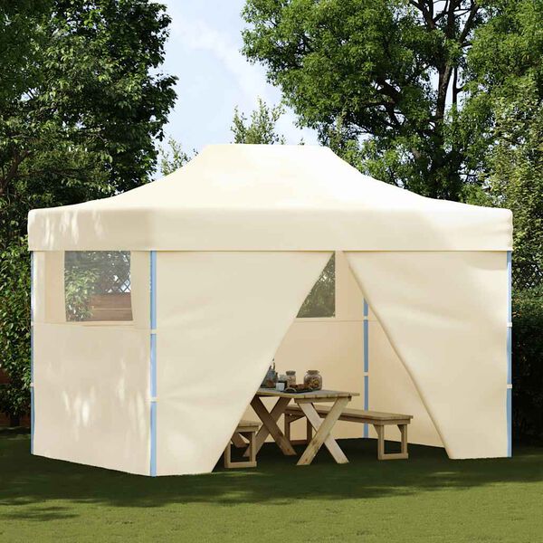 vidaXL Foldable Tent Pop-Up with 4 Side Walls 3x4.5 m Cream White