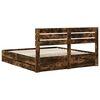 vidaXL Bed Frame with Drawer Smoked Oak 200 x 200 cm Engineer Wood