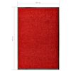 vidaXL Doormat Washable Red 60x90 cm