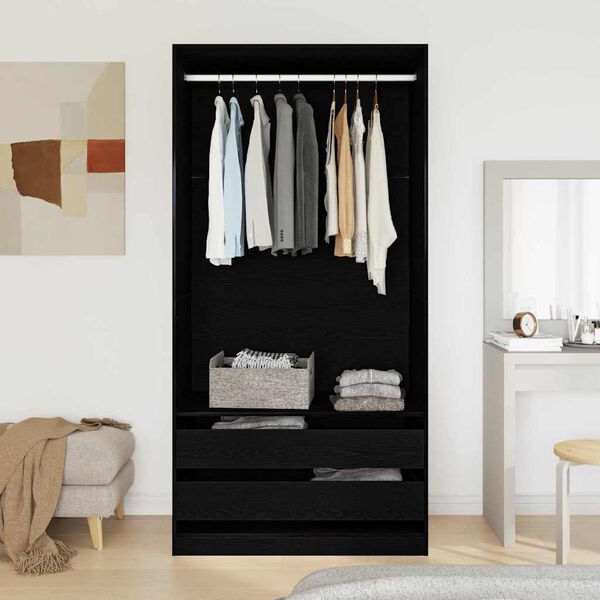 vidaXL Wardrobe Black oak 100 x 50 x 200 cm Engineered Wood