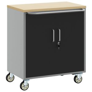 vidaXL Trolley Rolling Workbench Black and Grey 75 x 45 x 85 cm