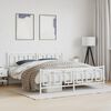 vidaXL Metal Bed Frame without Mattress with Footboard White 183x213cm
