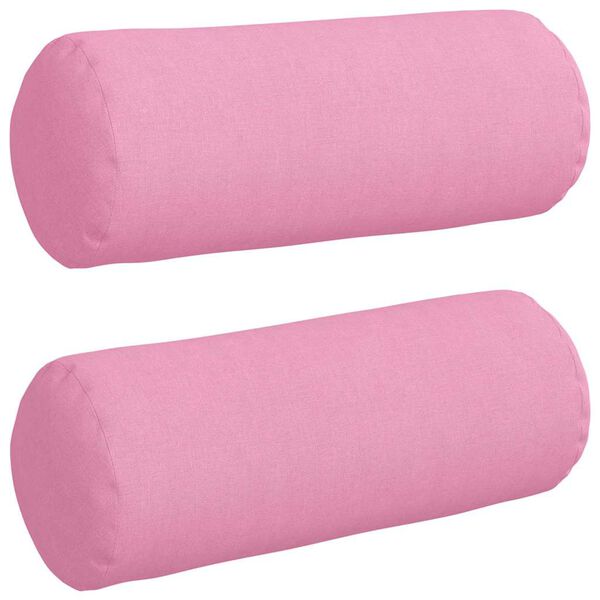 vidaXL Bolster Pillows 2 pcs Pink Ø 15 x 40 cm Fabric
