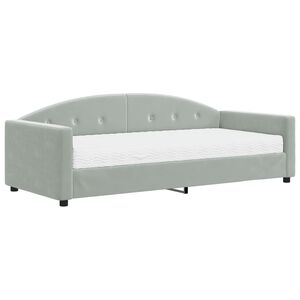 vidaXL Daybed with Mattress Light Grey 90x190 cm Velvet