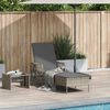 vidaXL Sun lounger Reclining Light Grey 157 x 55 x 92cm Poly Rattan