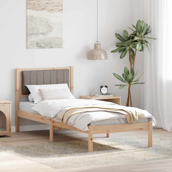 vidaXL Bed Frame with Upholstered Headboard Taupe 75 x 190 cm
