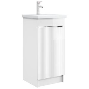 vidaXL Bathroom Vanity with Sink High Gloss White 42 x 40 x 84.5 cm