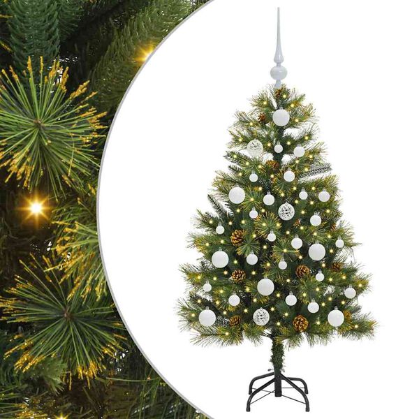 vidaXL Artificial Hinged Christmas Tree with Cones Green 120 cm