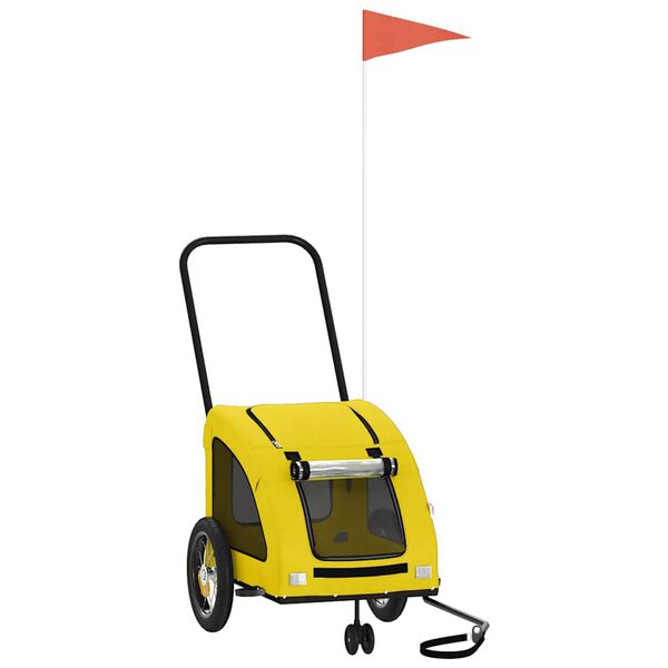 vidaXL Pet Bike Trailer Yellow Oxford Fabric and Iron