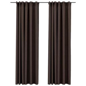 vidaXL Linen-Look Blackout Curtains with Hooks 2 pcs Taupe 140x225 cm