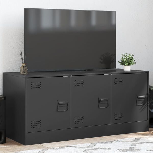 vidaXL TV Cabinet Black 99x39x44 cm Steel