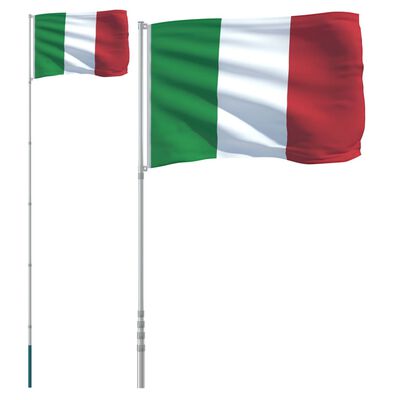 vidaXL Italy Flag and Pole 5.55 m Aluminium