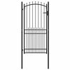 vidaXL Fence Gate with Spikes Black 100 x 200 cm Powder-coated steel