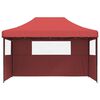 vidaXL Foldable Party Tent Pop-Up with 3 Sidewalls Burgundy