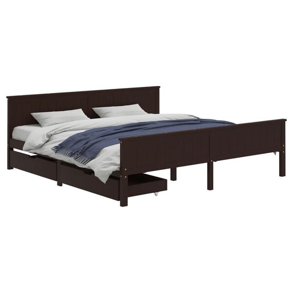 vidaXL Bed Frame without Mattress Dark Brown 180x200 cm Super King Solid Wood
