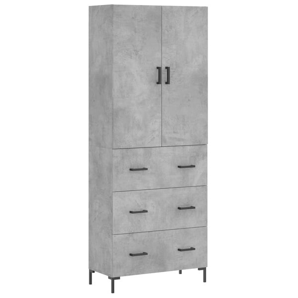 vidaXL Highboard Concrete Grey 69.5x34x180 cm Engineered Wood