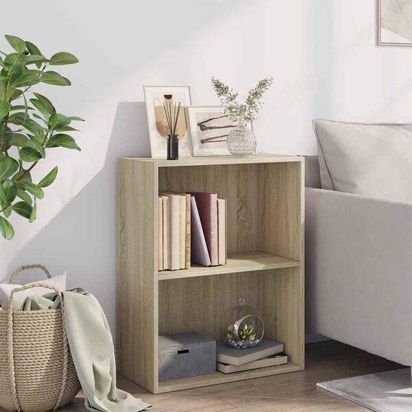vidaXL 2-Tier Book Cabinet Sonoma Oak 60x30x76.5 cm Engineered Wood