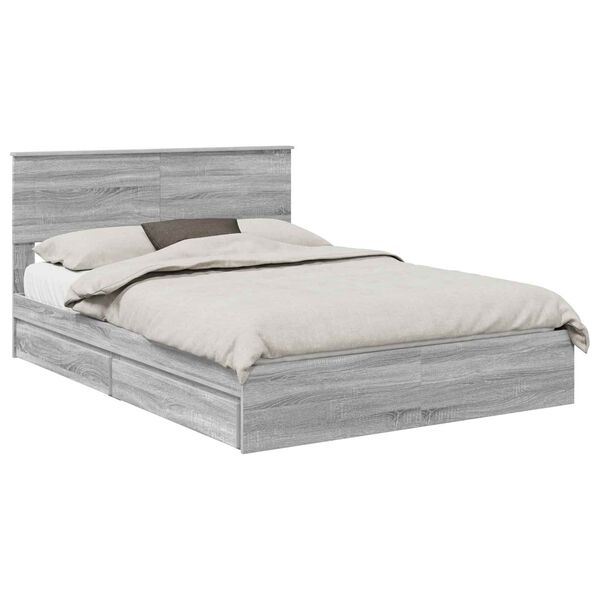 vidaXL Storage Bed Grey Sonoma 150 x 200 cm Engineered Wood