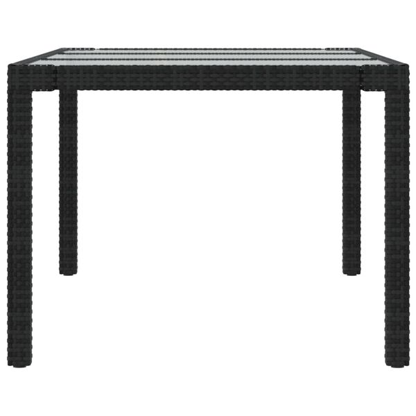 vidaXL Garden Table Black 190x90x75 cm Tempered Glass and Poly Rattan