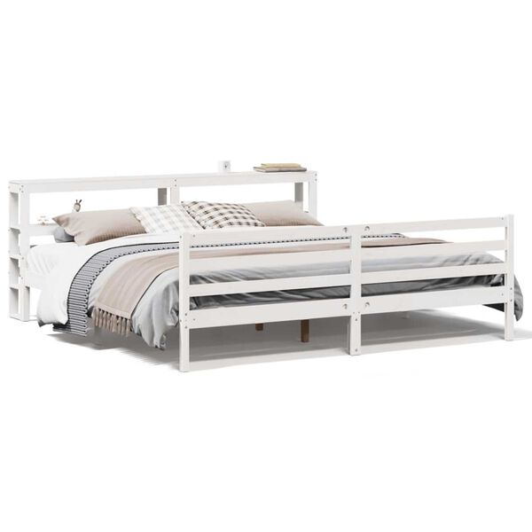 vidaXL Bed Frame without Mattress White 180x200 cm Super King Solid Wood Pine