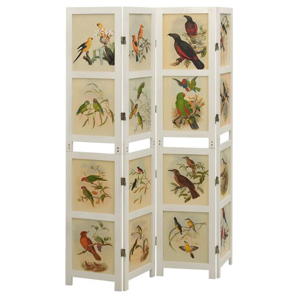vidaXL 4-Panel Room Divider White 140x165 cm Solid Wood Paulownia