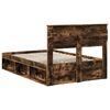 vidaXL Bed Frame with Mattress Smoked Oak 135 x 190 cm Solid Pine Wood