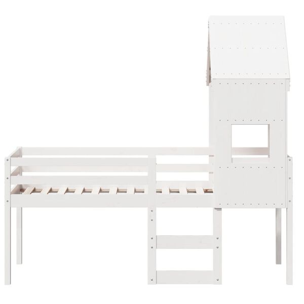 vidaXL High Sleeper Bed without Mattress White 90x190 cm Single Solid Wood Pine