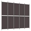 vidaXL 5-Panel Room Divider Brown 250x220 cm Fabric